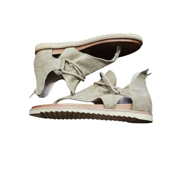 Very G Sandals 7 Open Toe Zip Back Canvas Top - Picture 1 of 6